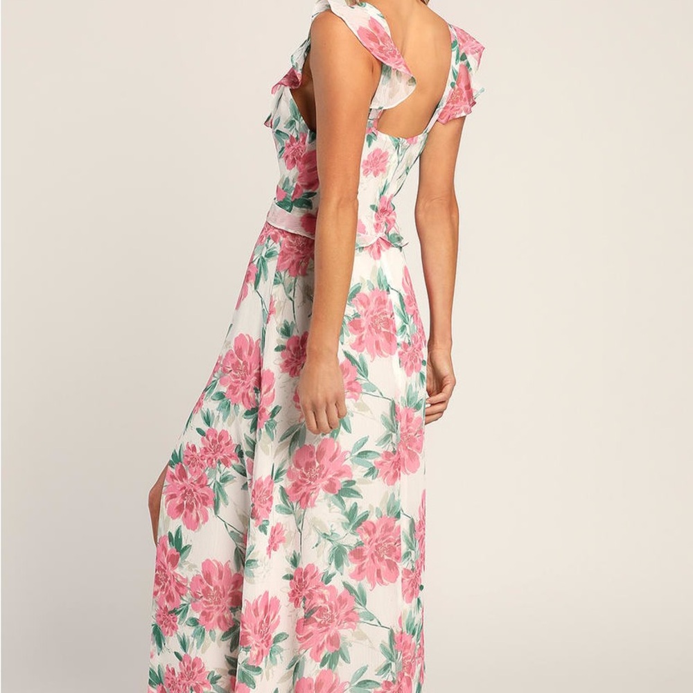 Lulus Sensational Spring White Floral Print Ruffled Maxi Dress - Picture 4 of 10